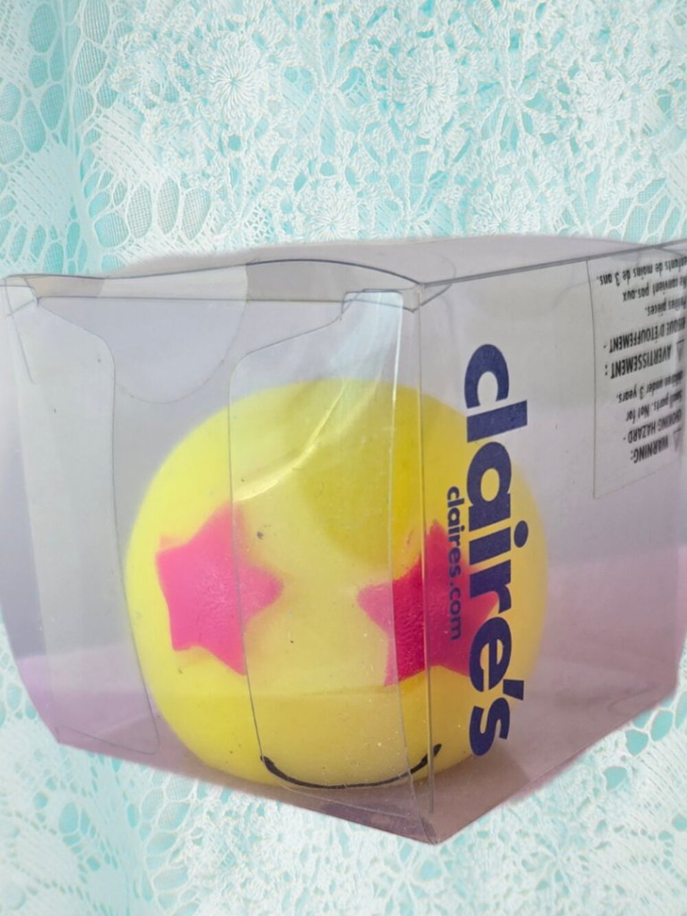Claire's Sunshine Yellow Starry-Eyed Smiley Squishy Decora Kawaii Cute Kidcore